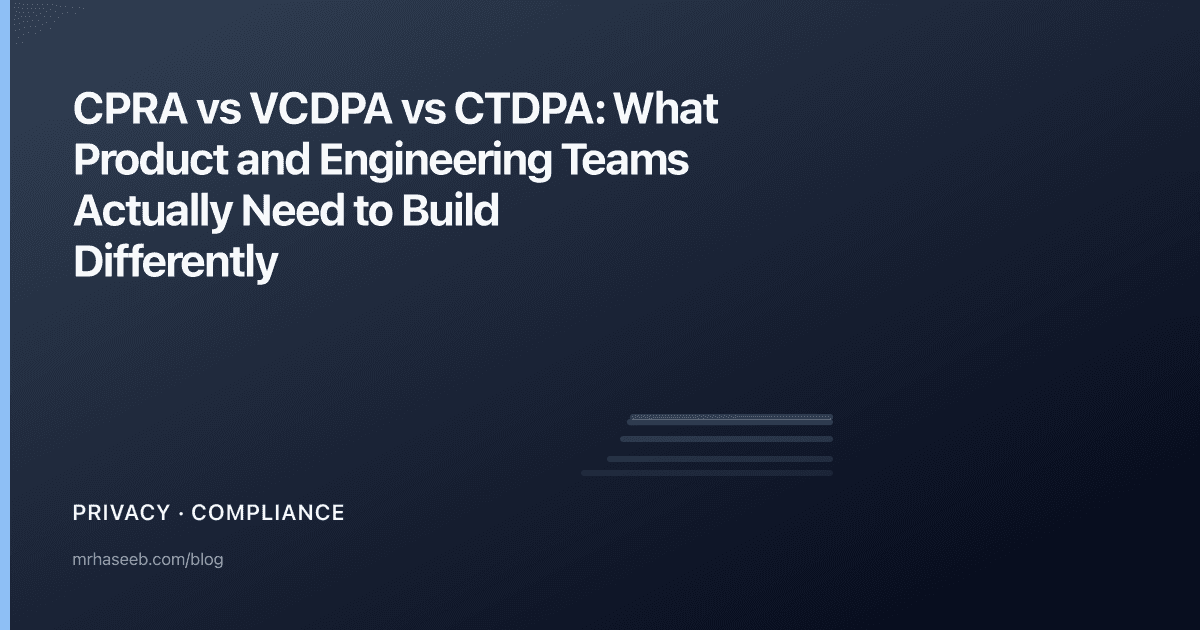 CPRA vs VCDPA vs CTDPA: What Product and Engineering Teams Actually Need to Build Differently