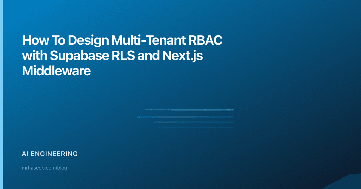 How To Design Multi-Tenant RBAC with Supabase RLS and Next.js Middleware