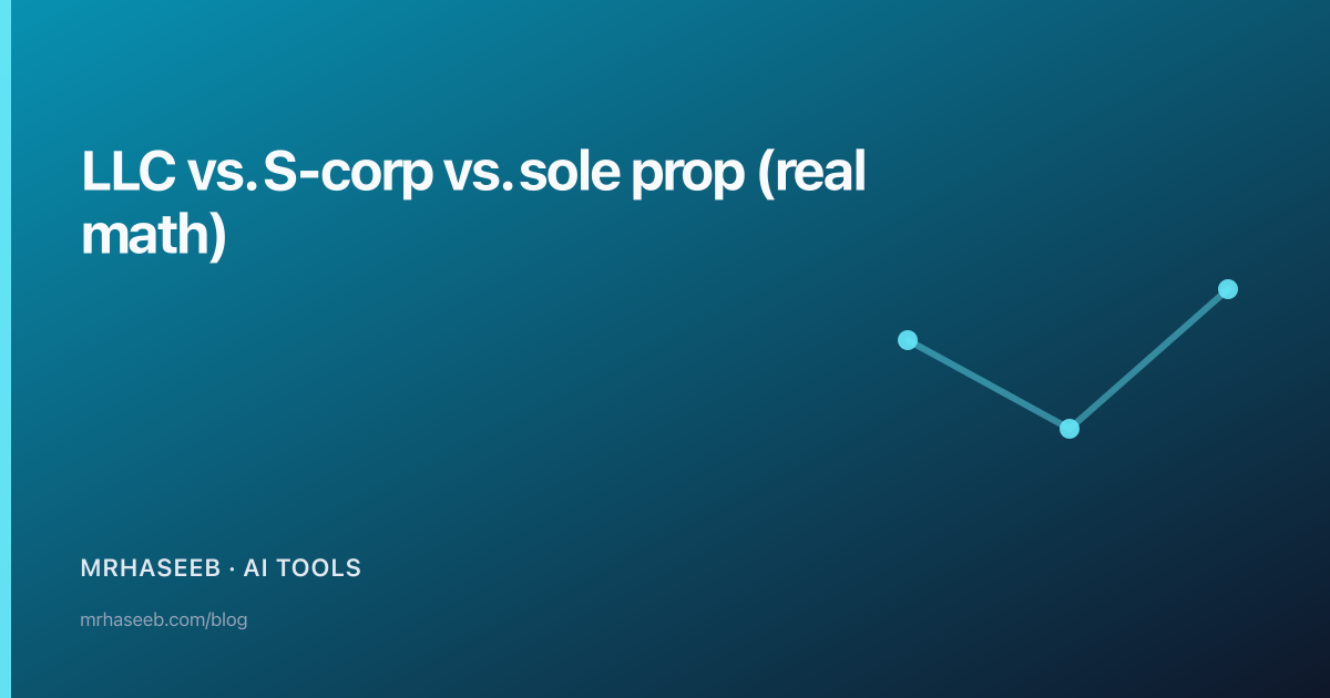 LLC vs. S-corp vs. sole prop (real math) | MrHaseeb