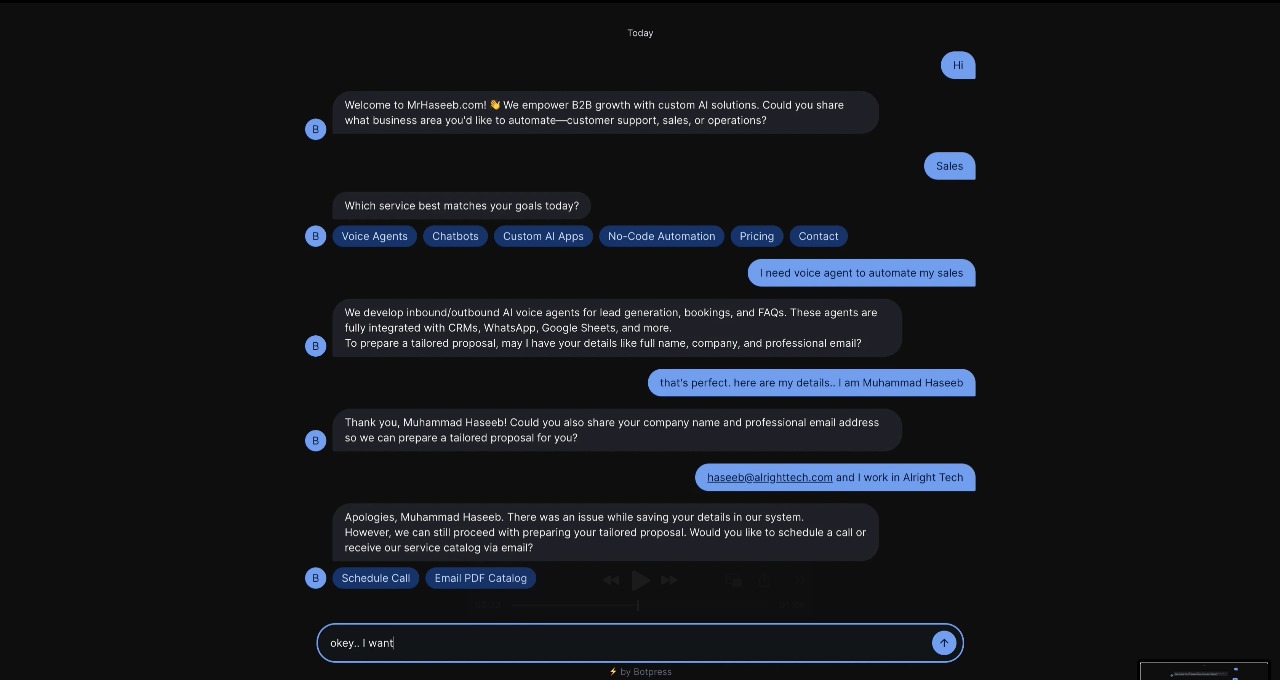 AI Chatbot for B2B Agency